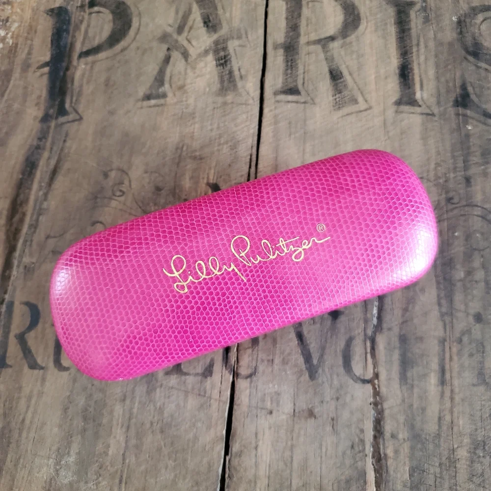 🔥LILLY PULITZER Hot Pink Hard Shell Eyeglass |‎ Sunglass | Eyewear Case